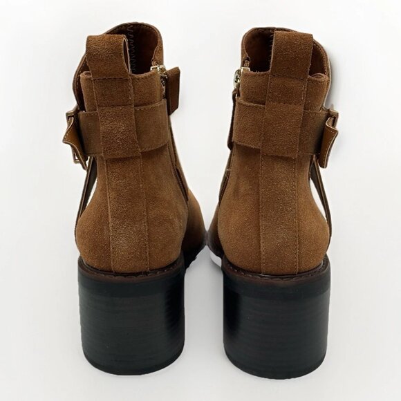 👢 NEW Sanctuary Cora Buckle Booties Suede Deep Saddle Ankle Boots 7M